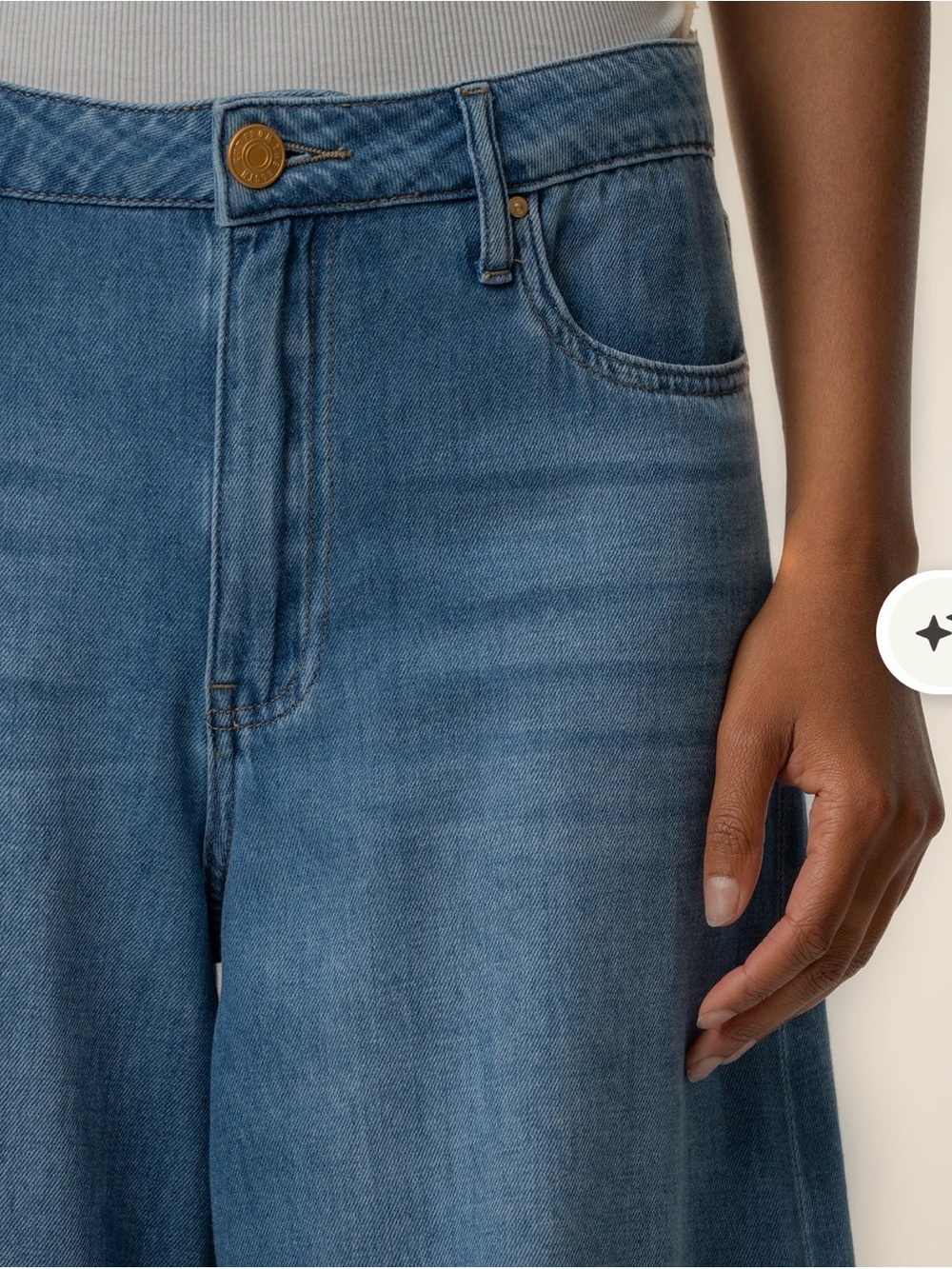 KUT FROM THE KLOTH Blake High Rise Crop Wide Leg in Medium Wash with Hem Detail - Picture 6 of 14